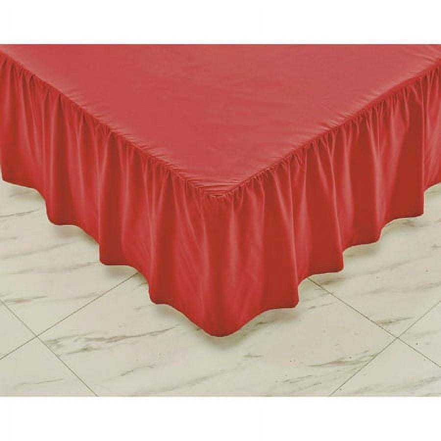 Super Soft Solid Bed Skirt King Size Luxury Brushed Microfiber 14" Red Gathered Dust Ruffle