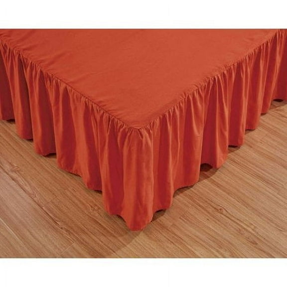 Super Soft Solid Bed Skirt King Size Luxury Brushed Microfiber 14 inch Orange Gathered Dust Ruffle