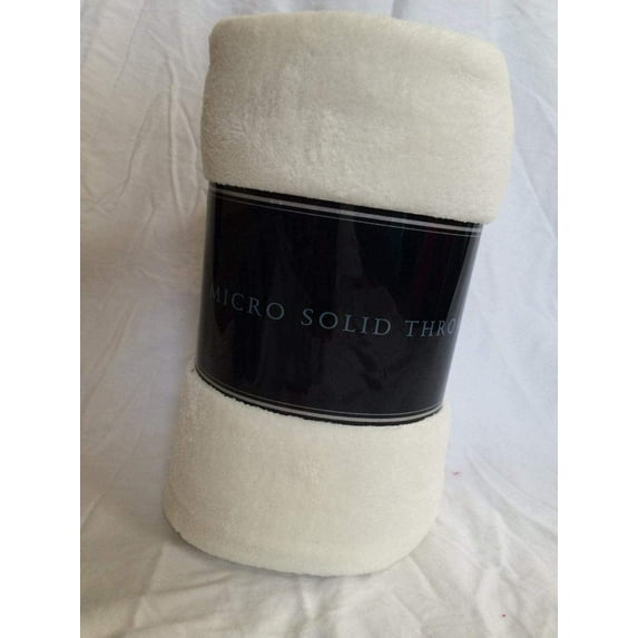 Super Soft Solid Fleece Traveling, Sofa, Couch and Pets Throw Blankets 50" x 60", Ivory