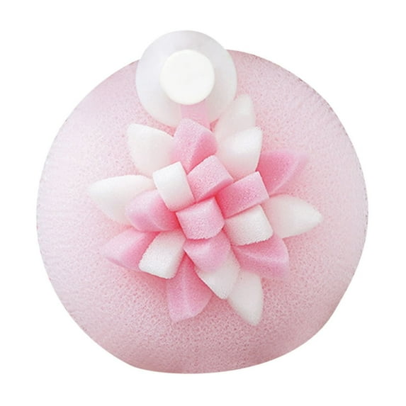 Super Soft Sunflower Suction Cup Bath Ball, 2025 Upgraded 2 in 1 Bath Sponge, Sunflower Bath Ball Exfoliating Mesh Bath Sponge Cleaning Brush (Pink)