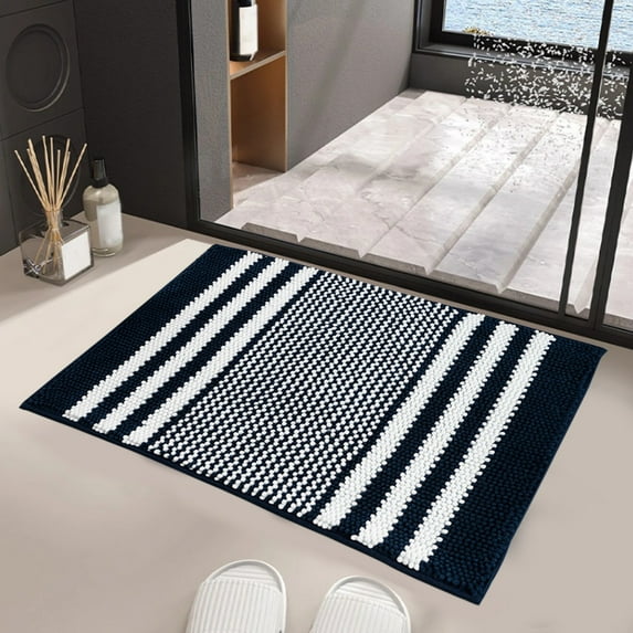 Super Soft Thick Chenille Bath Mat, Non Slip Absorbent Machine Washable Bathroom Rug for Floor Safety and Quick Dry Comfort