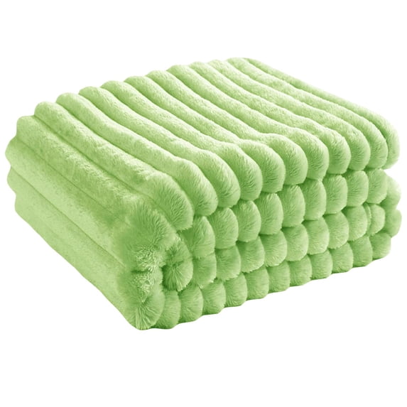 Super Soft Throw Blanket, 70X100 In, Ribbed Flannel, Soft Throw Blankets for Couch, Temperature Regulation, Indoor Relaxation, Mint Green, 1 Pc