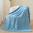 thumbnail image 1 of Super Soft Throw Blanket Blue Premium Silky Flannel Fleece 3D Checkered Lightweight Bed Blanket All Season Use (Blue Checkered, Throw(50"x70")), 1 of 7