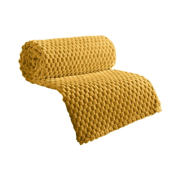 Super Soft Throw Blanket Mustard Yellow Premium Silky Flannel Fleece 3D Clouds Stylish Jacquard Lightweight Bed Blanket All Season Use