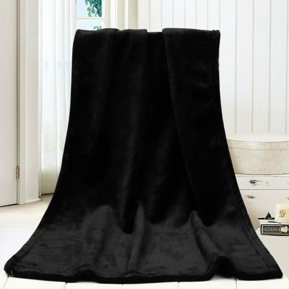 Super Soft Throw Blanket Premium Silky Flannel Fleece Throw Size Black Microfiber Lightweight Blanket All Season Use