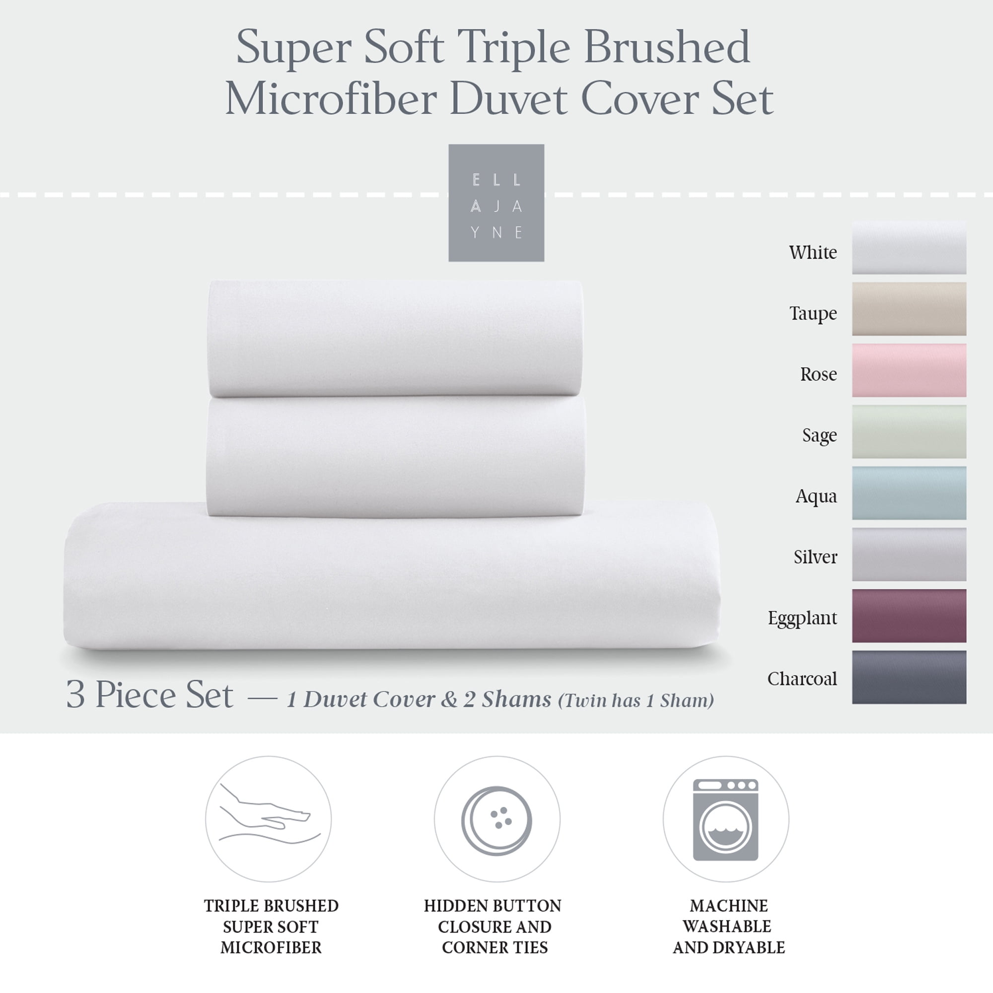 Ella Jayne White Microfiber King Duvet Cover Set