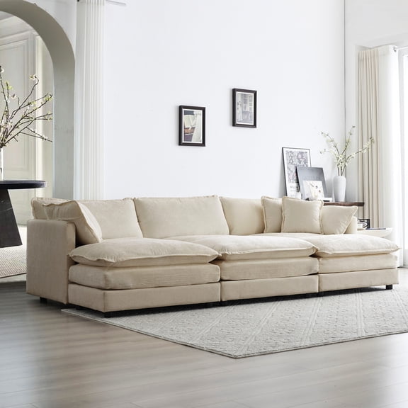 Super Soft 6 - Seater Sofa with Ottomans and Pillows - Create a Comfortable Gathering Place