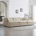 thumbnail image 1 of Super Soft U-Shaped Sectional Couch - 6 Seater with 3 Ottomans & 5 Pillows in Beige Chenille, 1 of 9