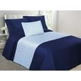 thumbnail image 1 of Super Soft Velvet 4Piece Two-Tone Bedspread Cover Set With Cushion - Navy & Light Blue - King Size, 1 of 1