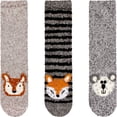 thumbnail image 1 of BambooMN Women's Super Soft Fuzzy Animal Crew Socks with Non-Slip Grips - Assortment 11 - Extra Large - 3 Pairs, 1 of 8