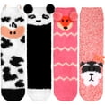 thumbnail image 1 of Super Soft Warm Cute Animal Non-Slip Fuzzy Crew Winter Socks - 4 Pairs - Assortment D, 1 of 5