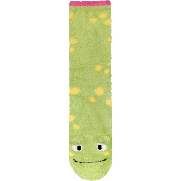 BambooMN Women's Super Soft Warm Cute Animal Non-Slip Fuzzy Fluffy Crew Winter Home Socks, Frog Extra Large - 1 Pair