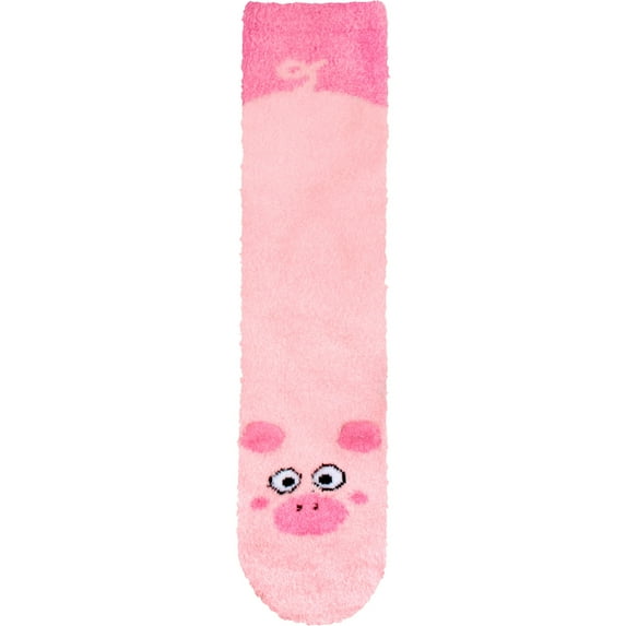 BambooMN Women's Super Soft Warm Cute Animal Non-Slip Fuzzy Fluffy Crew Winter Home Socks, Pig - 1 Pair