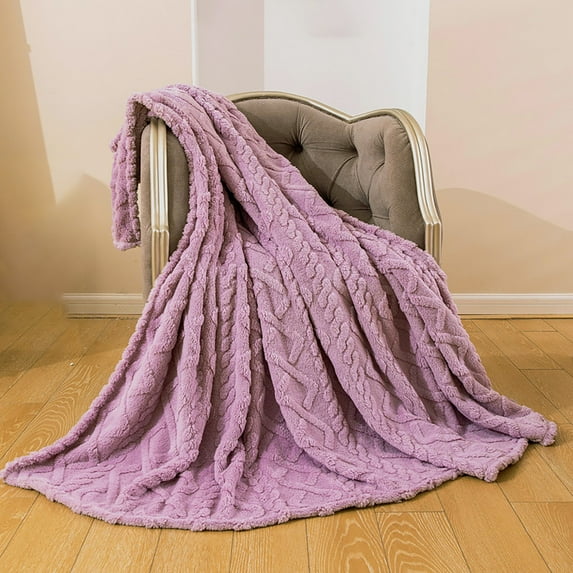 Super Soft Warm Fleece Blanket Throw | 100x120cm Solid Color Blanket for Sofa & Bed | Cozy Flannel Fabric with 3D Embossed Pattern | Versatile Indoor Outdoor Use