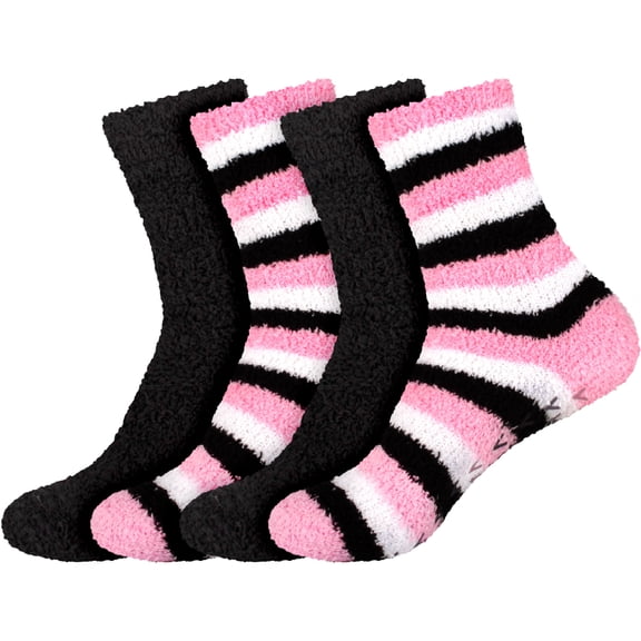 Super Soft Warm Microfiber Cozy Fuzzy Comfy Home Socks - Assortment A2 - 4 Pair Value Pack