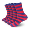 thumbnail image 1 of BambooMN Super Soft Fuzzy Team Spirit Striped Socks - 17 Red & Blue - Extra Large - 4 Pairs, 1 of 6