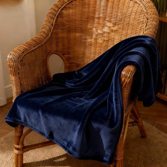 Super Soft Warm Solid Warm Fleece Throw Blanket Rug Sofa Bedding 70x100cm,Dark Blue