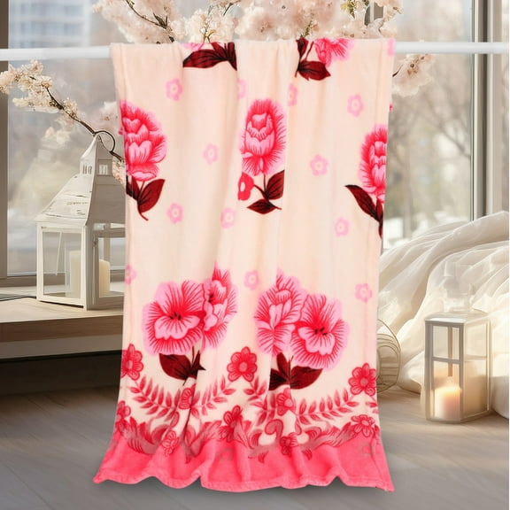 Super Soft Warm Solid Warm Micro Plush Fleece Blanket Throw Rug Sofa Bedding Polyester Blanket,Pink,Flannel