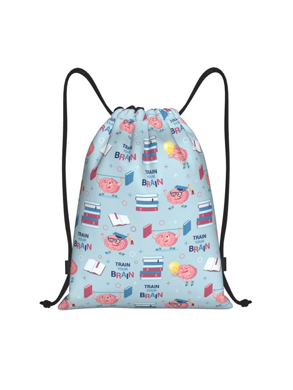 Drawstring Backpack Sports Gym Bag for Women Men, Brain Training Water Resistant Drawstring Bags for Sports, Gym, Travel, Swimming, Beach