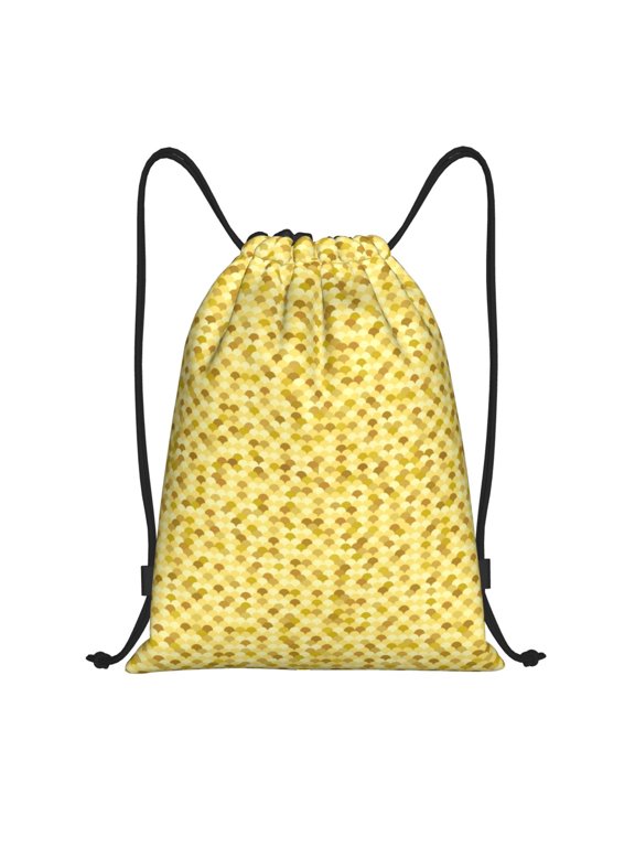 Drawstring Backpack Sports Gym Bag for Women Men, Golden fish scale Water Resistant Drawstring Bags for Sports, Gym, Travel, Swimming, Beach