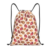 Drawstring Backpack Sports Gym Bag for Women Men, Sea Shells Water Resistant Drawstring Bags for Sports, Gym, Travel, Swimming, Beach