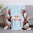 thumbnail image 1 of Super Soft Warm Throw Blanket for Bed Couch Sofa, 60" X 80" Blanket for Kids Adults All Season, Christmas Pattern with Cute Penguins with Hat and Scarf on Snowflakes Background, 1 of 6