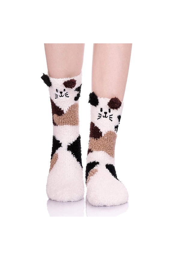 Super Soft Women's Cabin Socks, Thick Fuzzy Lining and Rubber Gripper Soles for Indoor Use US 6 to 11