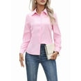 thumbnail image 1 of Super Soft Wrinkle Free Button Down Shirts for Women Solid Long Sleeve Striped Formal Work Dress Blouses Tops Pink XL, 1 of 7