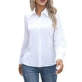 thumbnail image 1 of Super Soft Wrinkle Free Button Down Shirts for Women Solid Long Sleeve Striped Formal Work Dress Blouses Tops White 5XL, 1 of 8