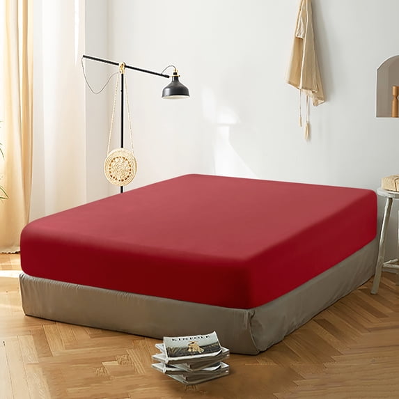 Super Soft and Durable Microfiber Fitted Sheet, Machine Washable Fitted Bed Sheet with 15 inches Deep Pocket, Full, 54 x 75 inches, Wine Red