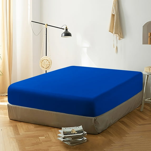 Super Soft and Durable Microfiber Fitted Sheet, Machine Washable Fitted Bed Sheet with 15 inches Deep Pocket, Queen, 60 x 80 inches, Royal Blue