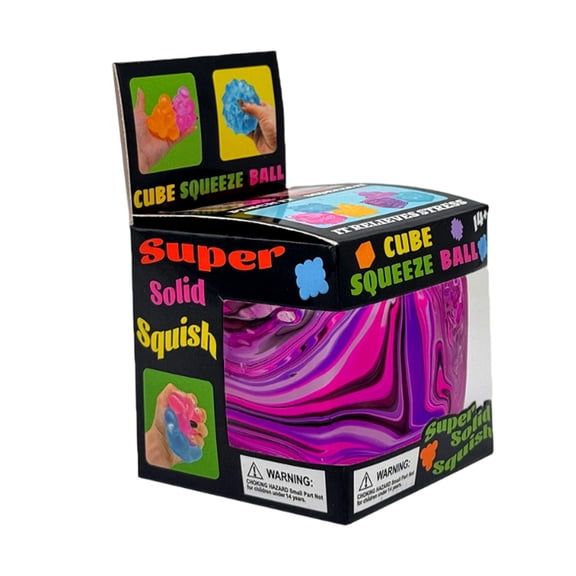 Super Solid Squish Cube Squeeze Ball, Swirl Texture Resin Stress Reliever, Portable Desk Accessory for Office & Travel (Pink)