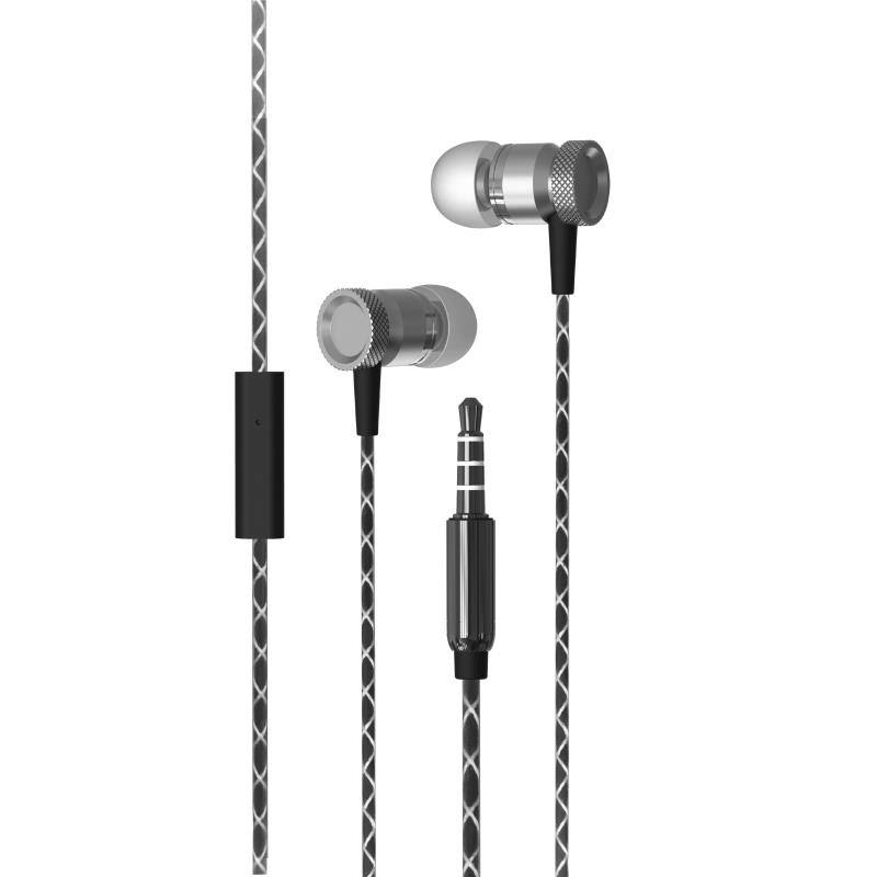 Super Sound Metal 3.5mm Stereo Earbuds/ Headset Compatible with Nokia 4.2, 3.2, 1 Plus, 210, Xiaomi Redmi Note 7 Pro, Redmi 7 (Silver) - w/ Mic - image 1 of 3