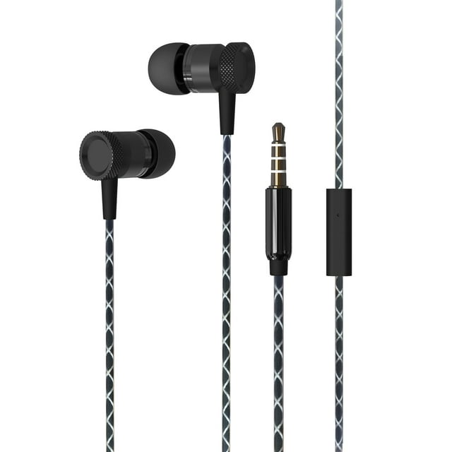 Super Sound Metal 3.5mm Stereo Earbuds/ Headset for Samsung Galaxy A70, A50, A40, A30, A10, BLU C5L, CAT S48c, B35 (Black) - w/ Mic