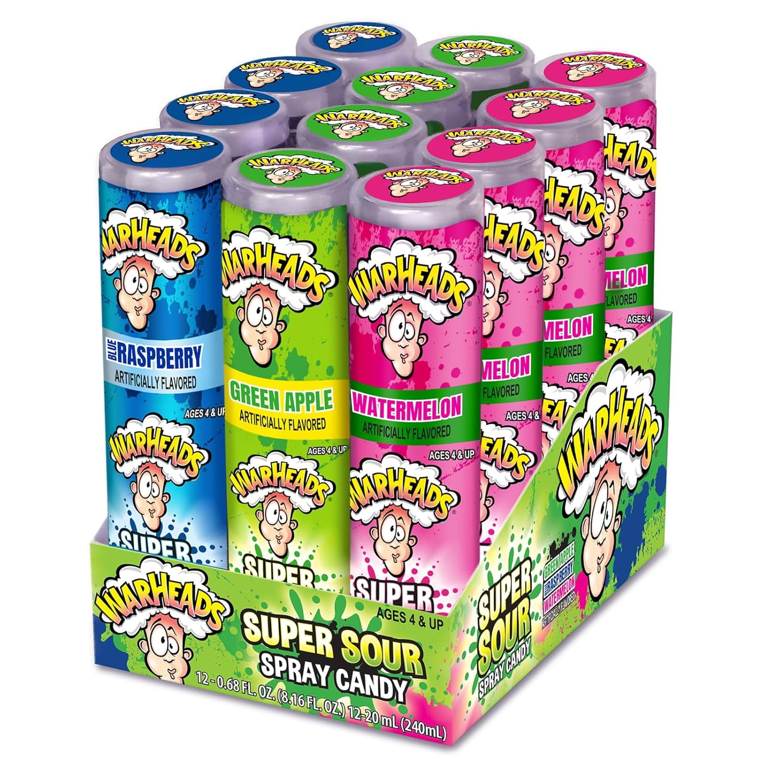 Super Sour Candy Spray Blue Raspberry, Green and Watermelon Flavors 0.