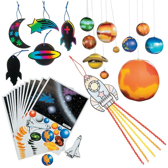 Super Space Craft Assortment - Makes 48, Craft Kits, Birthday, Party Favors, 49 Pieces