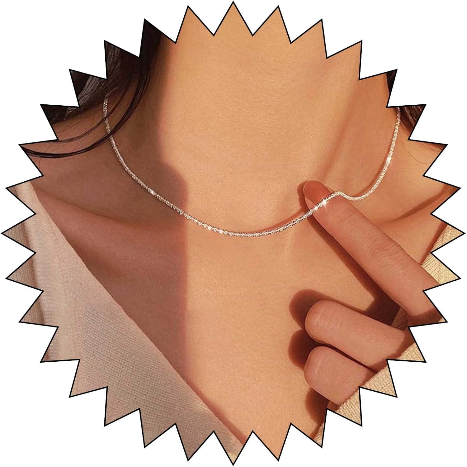 Super Sparkling Necklace Choker Clavicle Rope Italian Chain Reflective ...