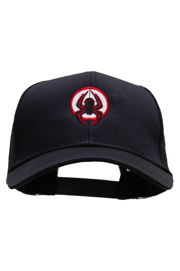 Super Spider Embroidered Solid Cotton Prostyle Twill Mesh Cap - Black OSFM