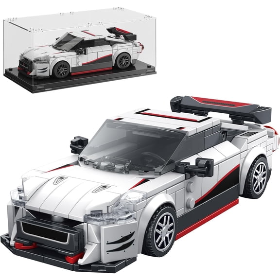 Super Sports Car Building Block Set with Display Case, Speed Race Cars Building Toys, Collectible Model Cars Kits (317PCS)