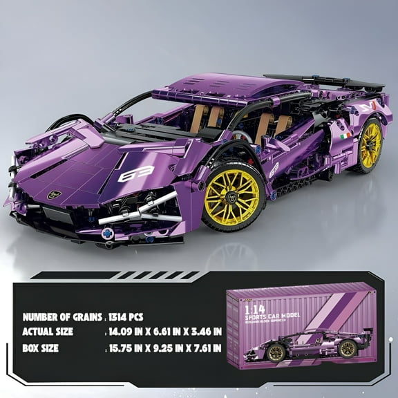 Super Sports Car Building Blocks Sets 1314 PCS, 1:14 Scale Technical Assembly Model For Adults, Christmas and Birthday Gifts, For Car Enthusiasts