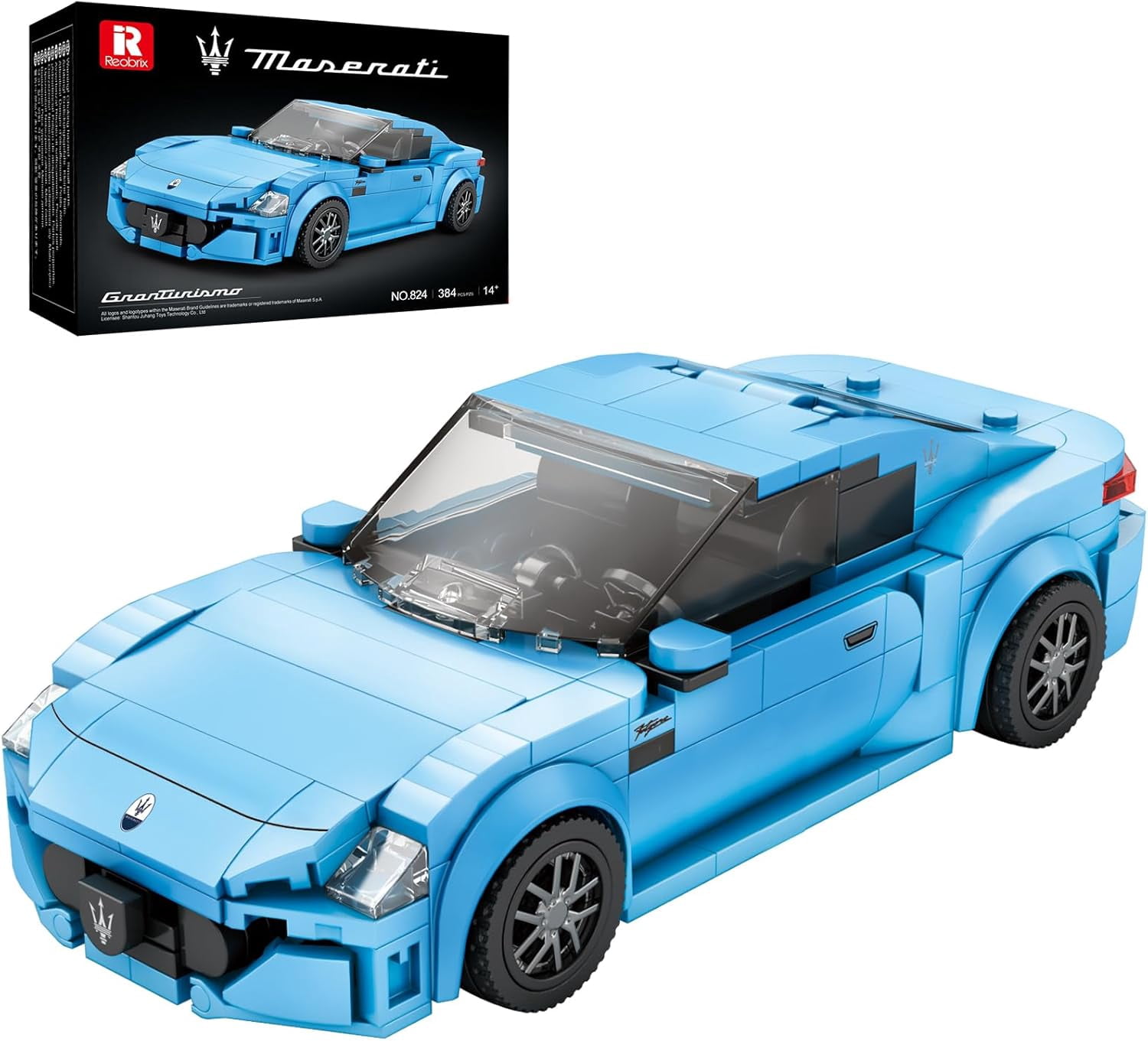 Super Sports Car Building Blocks Sets, Classic Collectible Car Model  , Mini Sports Cars Toy Kit for Adult Blue(384 Pieces)