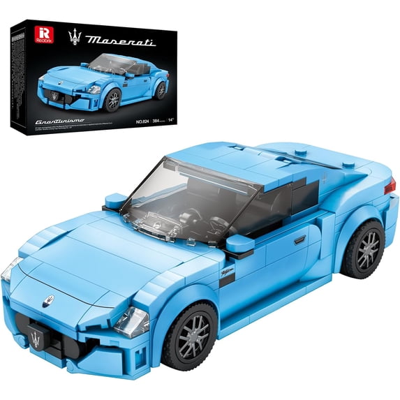 Super Sports Car Building Blocks Sets, Classic Collectible Car Model , Mini Sports Cars Toy Kit for Adult Blue(384 Pieces)