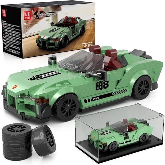 Super Sports Car Building Set, 348 Piece Race Car Model Construction Toy with Display Case, Collectible Vehicle Building Blocks Kit