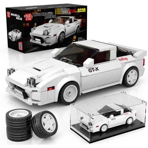 Super Sports Car Building Set with Display Case, 369 Piece Race Car Model Construction Toy for Kids Ages 8+ and Adults, Collectible Vehicle Building Blocks Kit