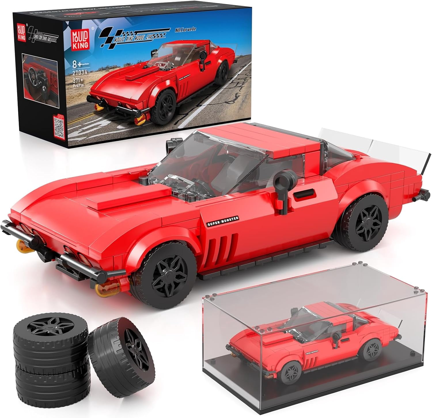 Super Sports Car Building Set with Display Case, 332 Piece Race Car ...