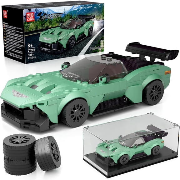 Super Sports Car Building Set with Display Case, 384 Piece Race Car Model Construction Toy forAdults, Collectible Vehicle Building Blocks Kit