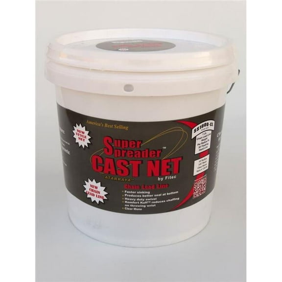 Super Spreader  12 ft. x3 by8 in. Mesh, SS1000-CL Chain Leaded Cast Net Clear, 1 lb wt