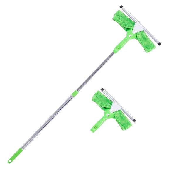 Super Squeegee Window Washer 3 in 1 Professional Window Squeegee Set - 2 Window Squeegees with Microfiber Scrubbers and Extension Pole for Windows, Glass, and Auto