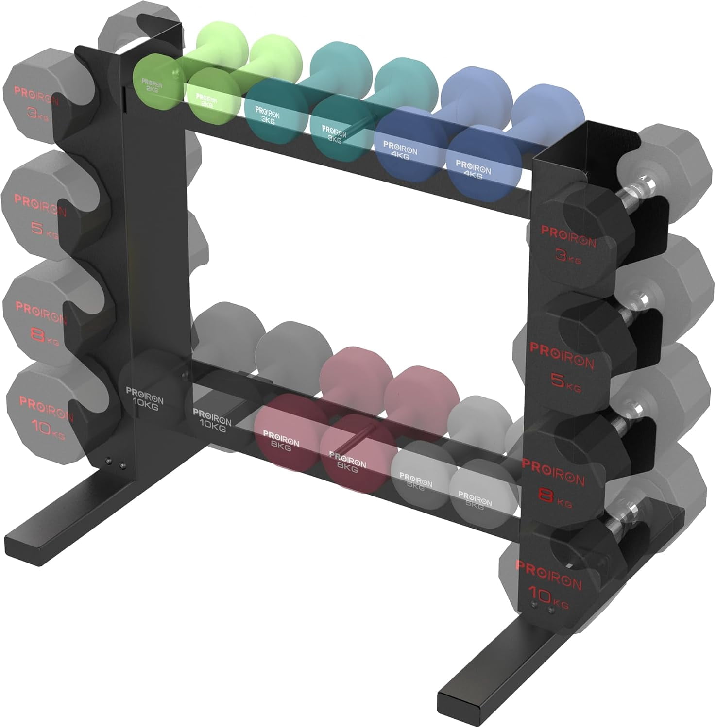 Super Stable 4-Tier Dumbbell Rack, One Entire Piece of Steel Weight ...