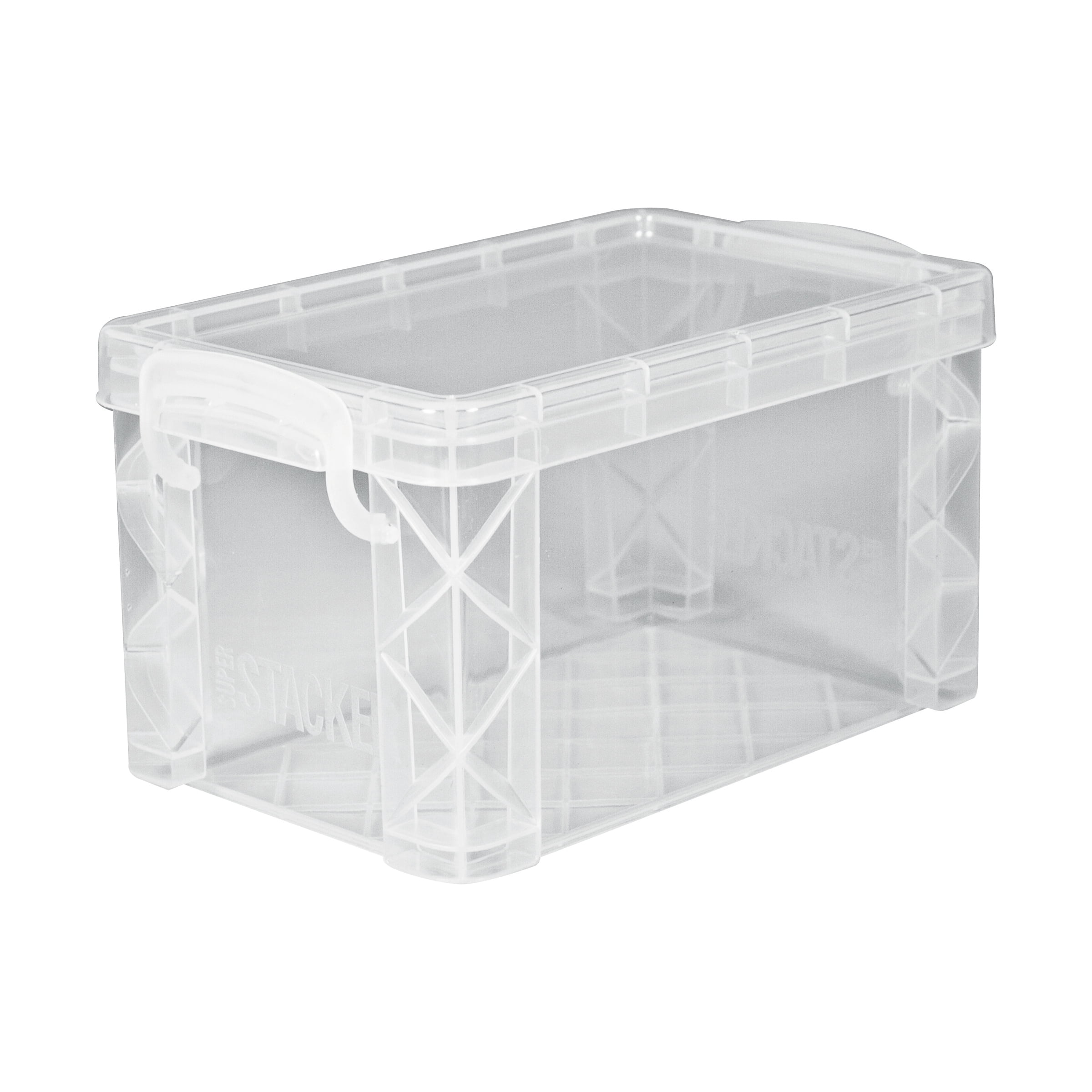Advantus Super Stacker Lift Off Latch Lid Storage Box, Clear/Blue, Plastic  (39230)
